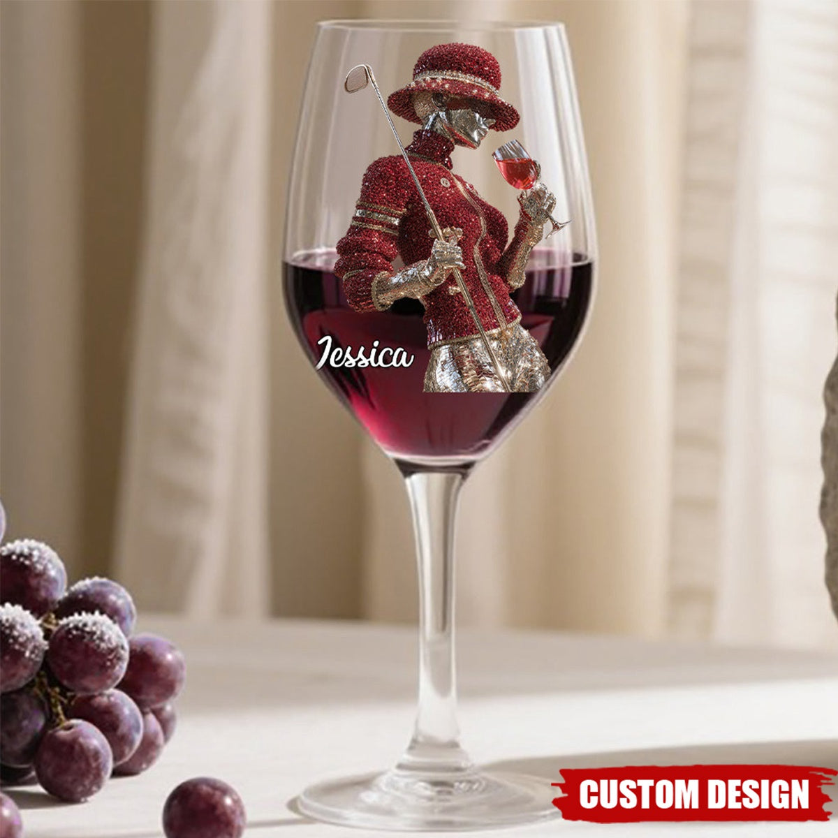 Golf And Wine - Personalized Golf Wine Glass With Long Stem