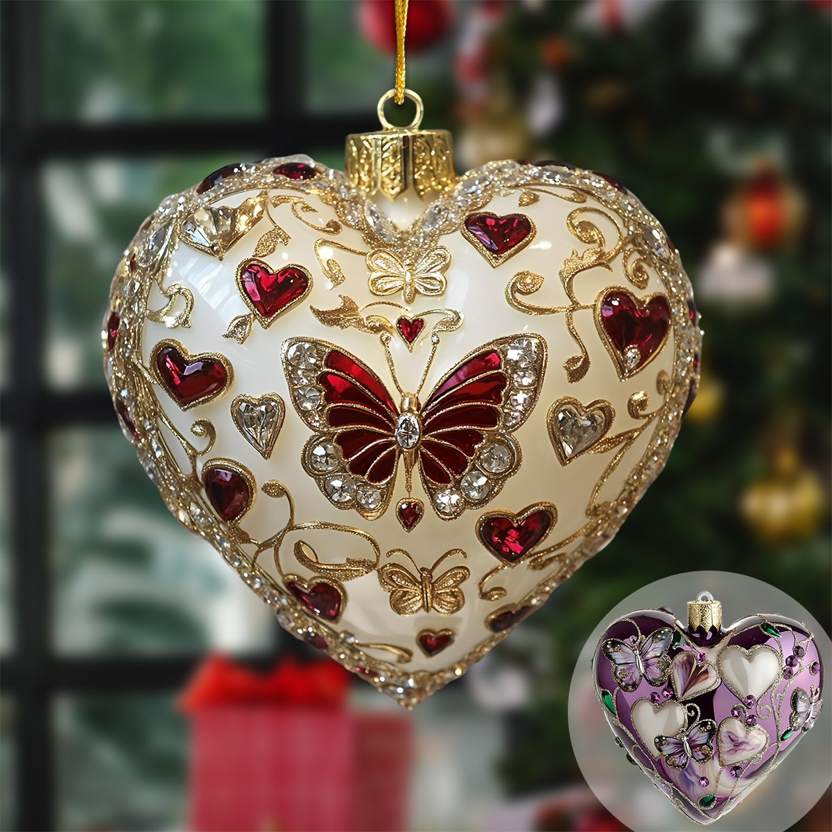 Butterfly Heart Acrylic Christmas Ornament-Gifts For Friends,  Xmas Gift For Her