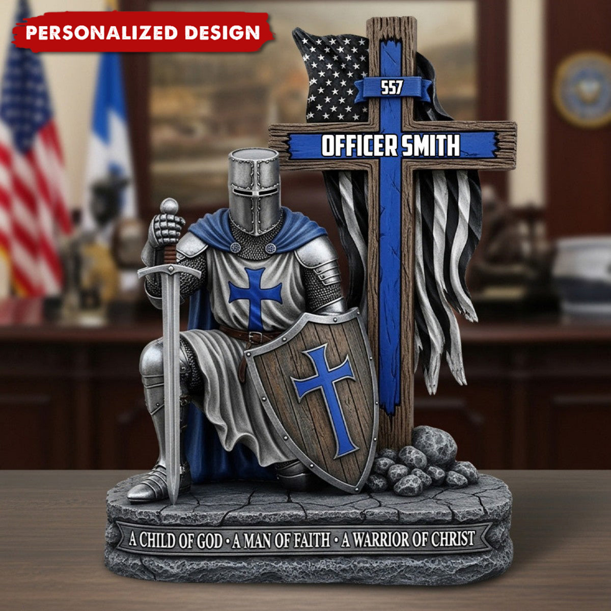 Man Of God - Personalized Police Officer Custom Shaped Acrylic Plaque