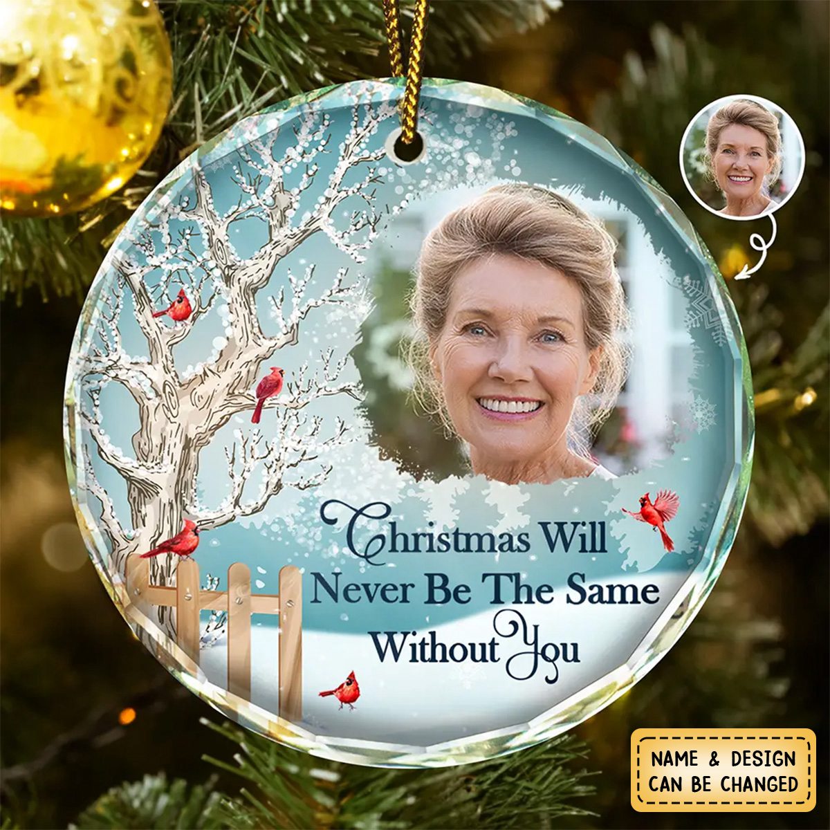 Custom Photo Christmas Will Never Be The Same Without You - Personalized Circle Glass Ornament
