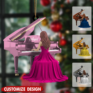 Personalized Grand Piano Christmas Ornament - Gift for Girl Pianist And Player Music Lover