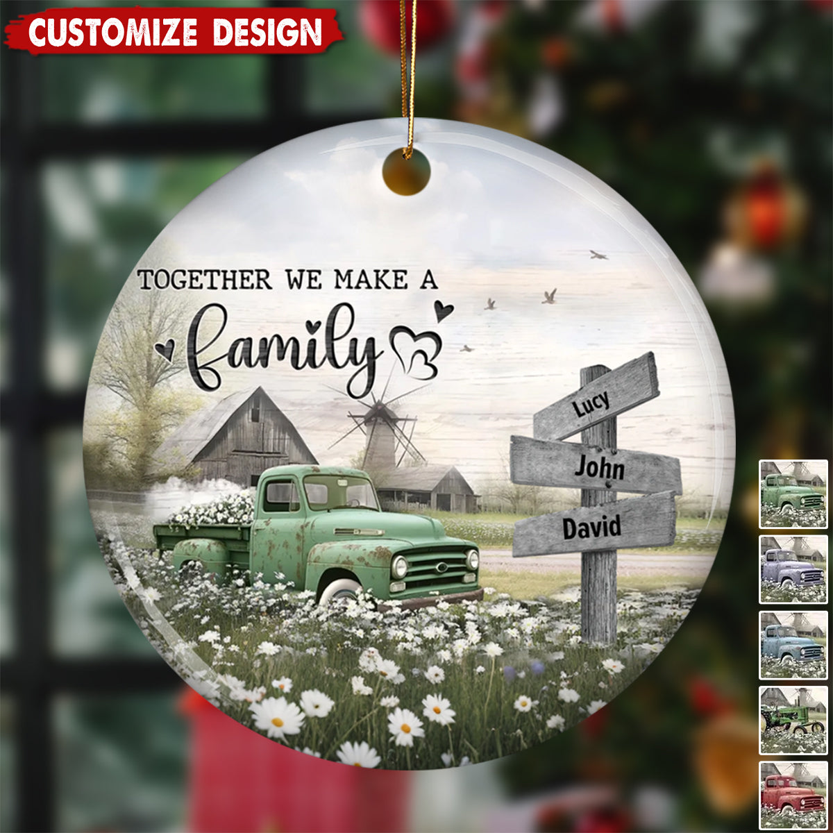 Personalized Farmhouse Old Truck Christmas Ornament - Gift For Family