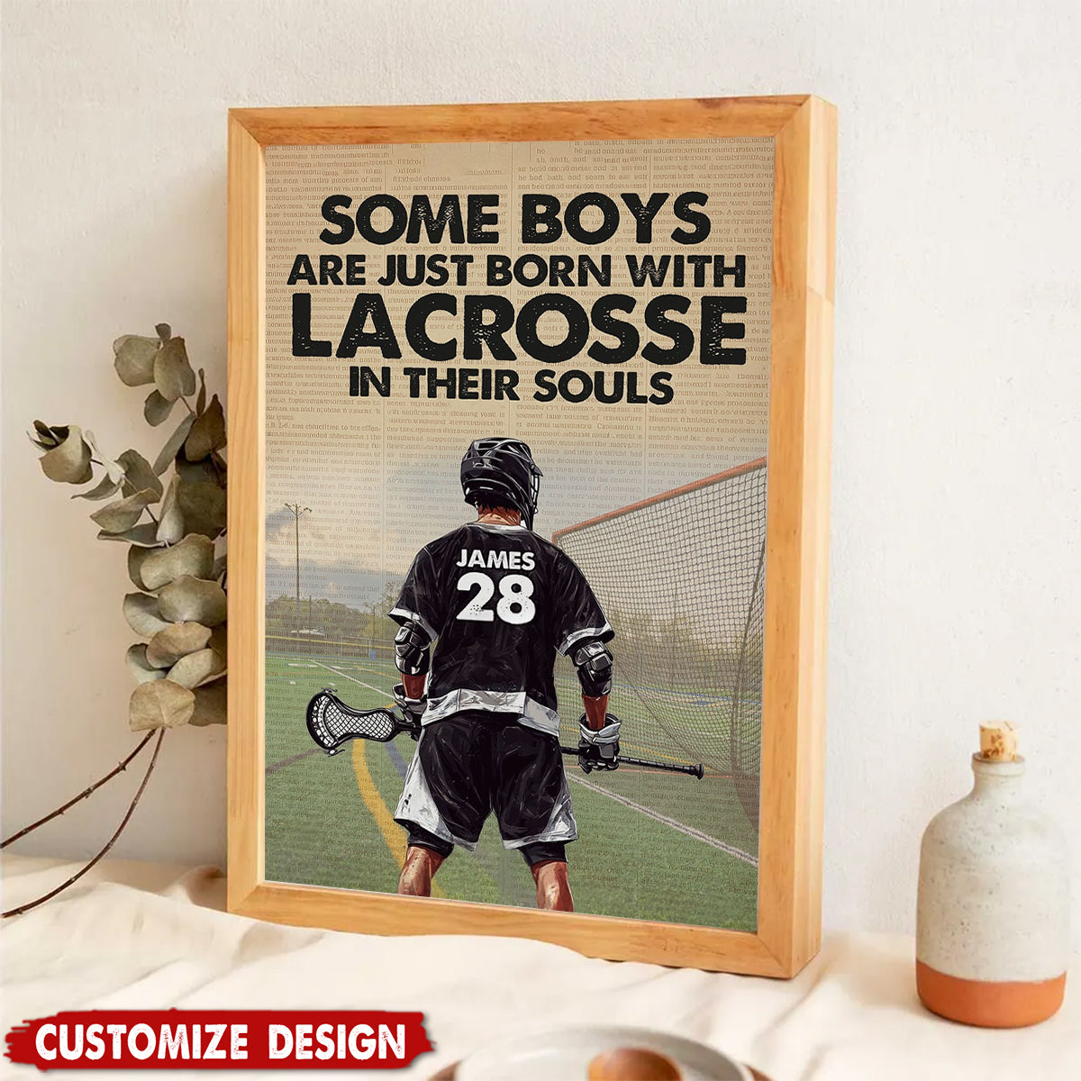Some Boys Are Just Born With Lacrosse In Their Souls-Personalized Lacrosse Boy Poster