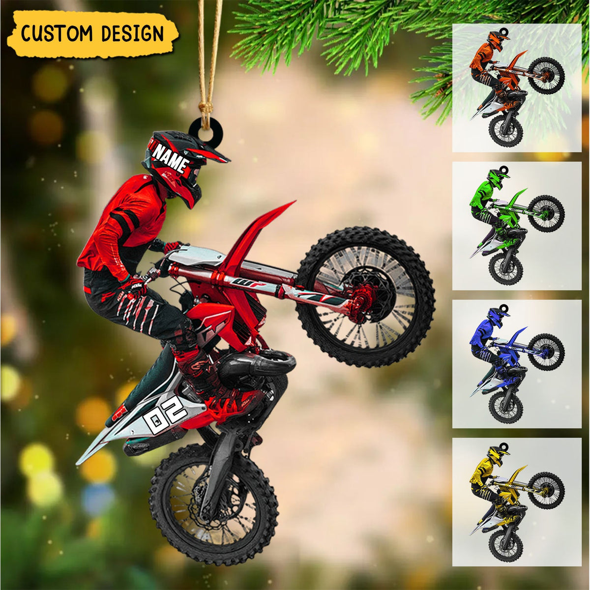 2024 New Release Personalized Motocross Biker Christmas Ornament