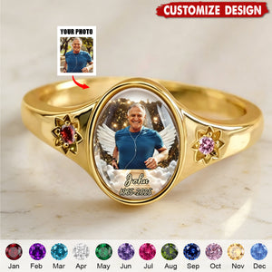 Personalized Memorial Birthstones Ring - Gifts For Loss Of Mom,Dad