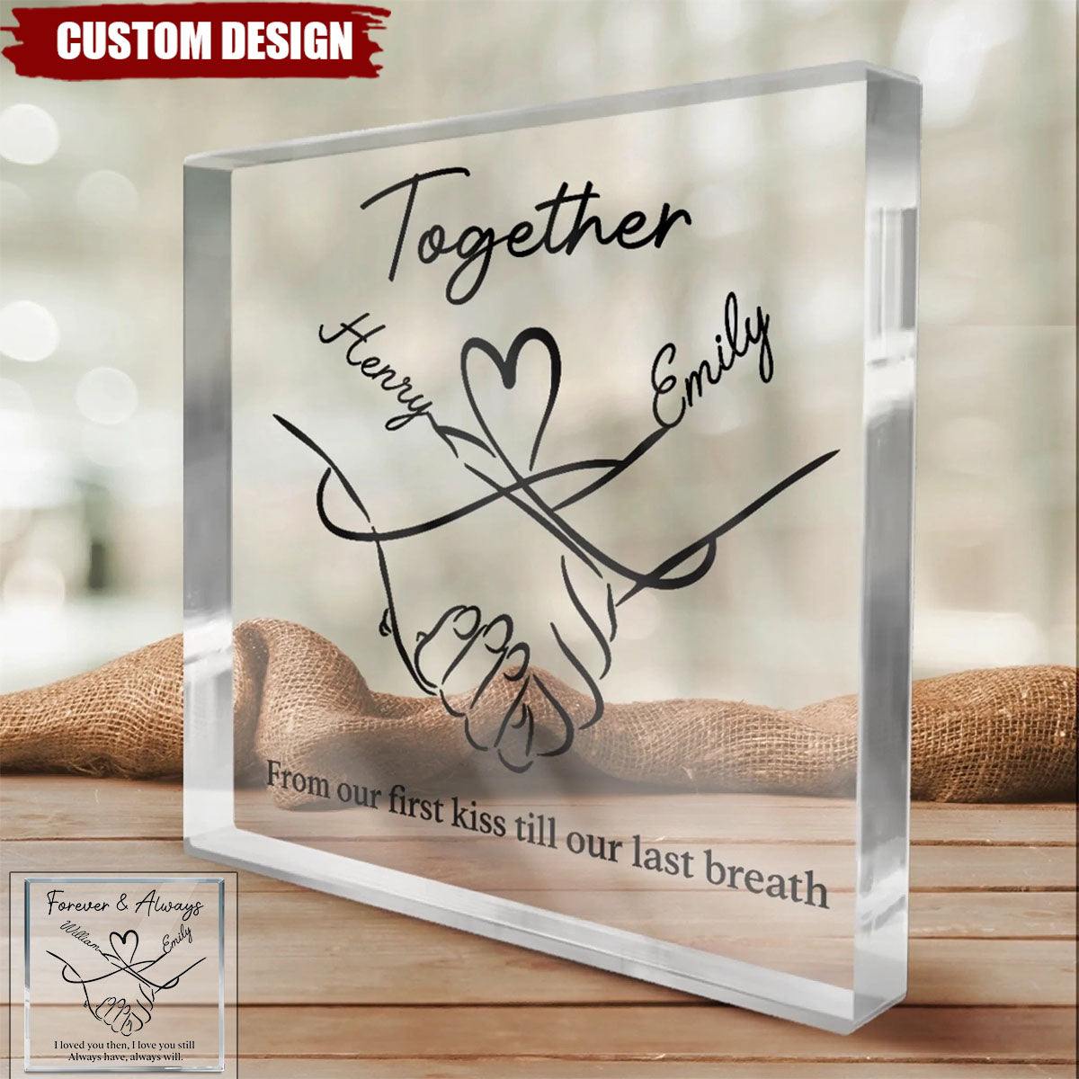Custom Square Shaped Acrylic Plaque - Personalized Anniversary Wedding Gifts For Husband And Wife, Him And Her - Love Grows With You
