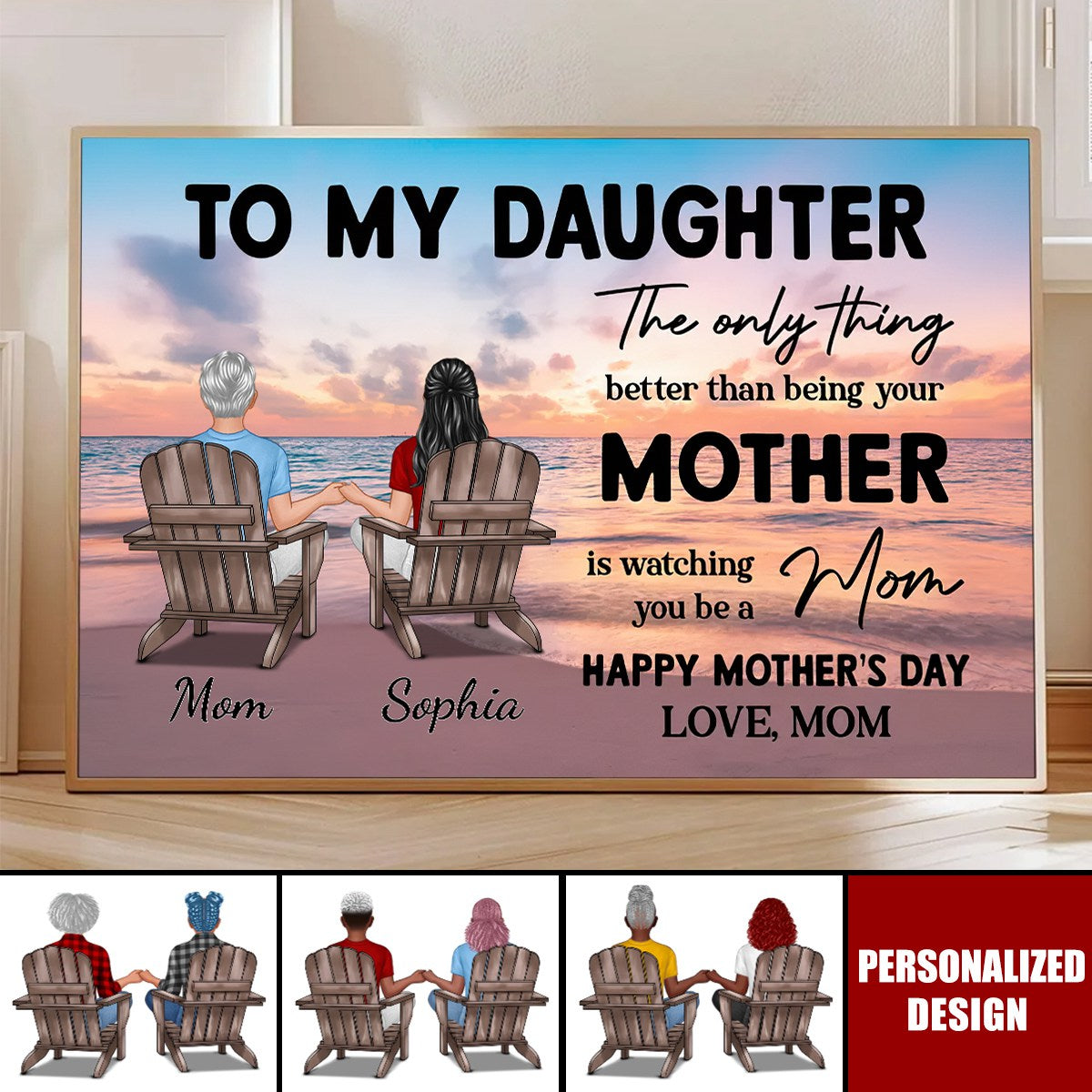 Beach Landscape To My Daughter From Mom-Personalized Poster-Mother's Day Gift