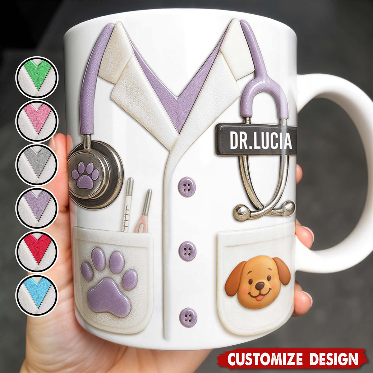 Medical Professional Design With Stethoscope And Dog Cat - Personalized Coffee Mug - Gift For Veterinarians