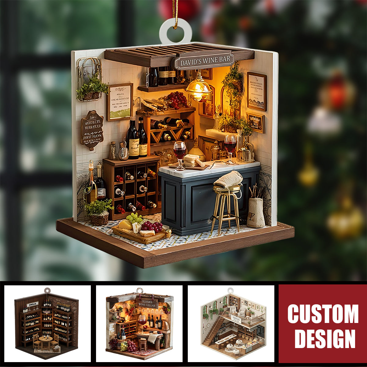 Personalized Wine Cellar Christmas Ornament - Gift For Wine Lover