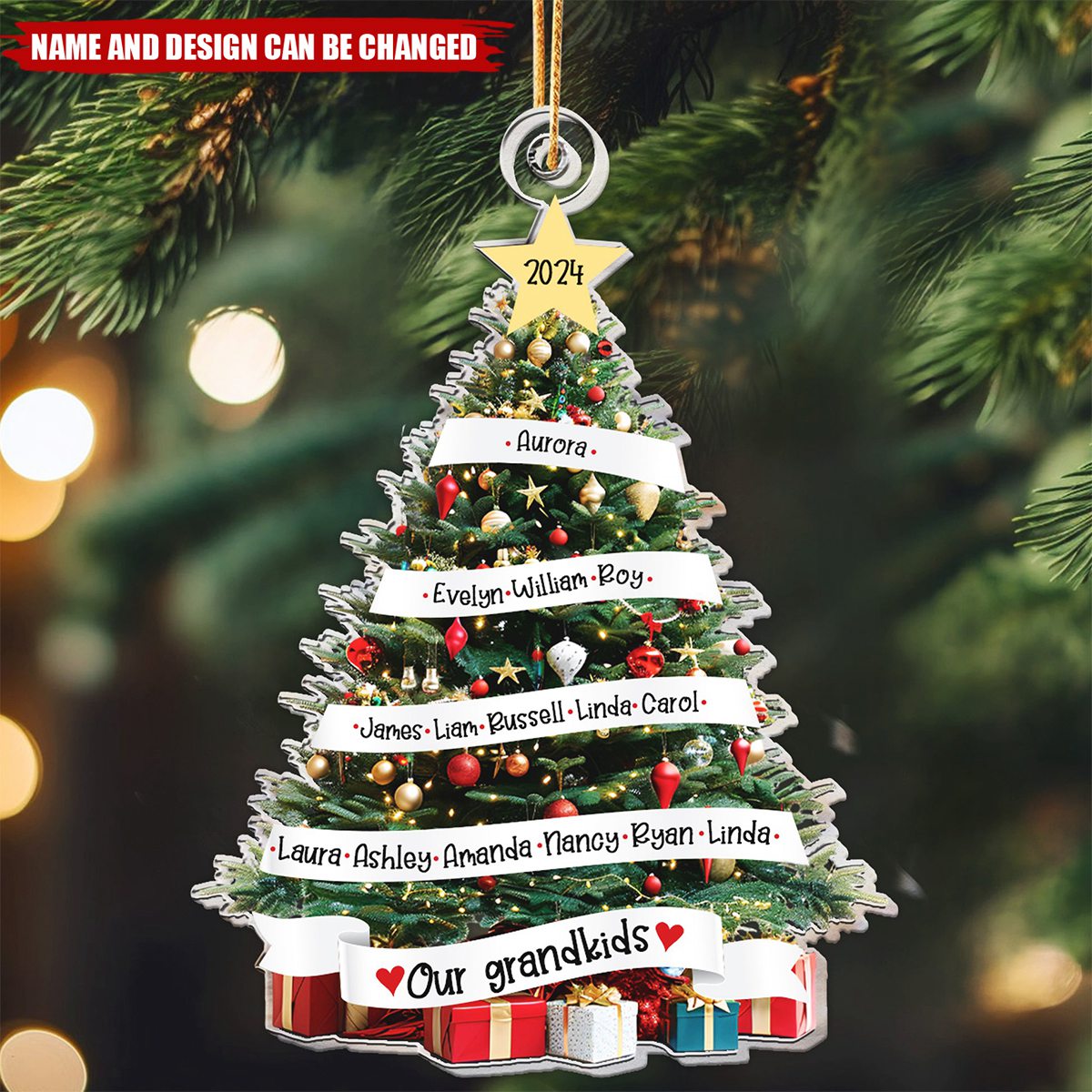 Our Grandkids Names On The Christmas Tree - Personalized Acrylic Ornament