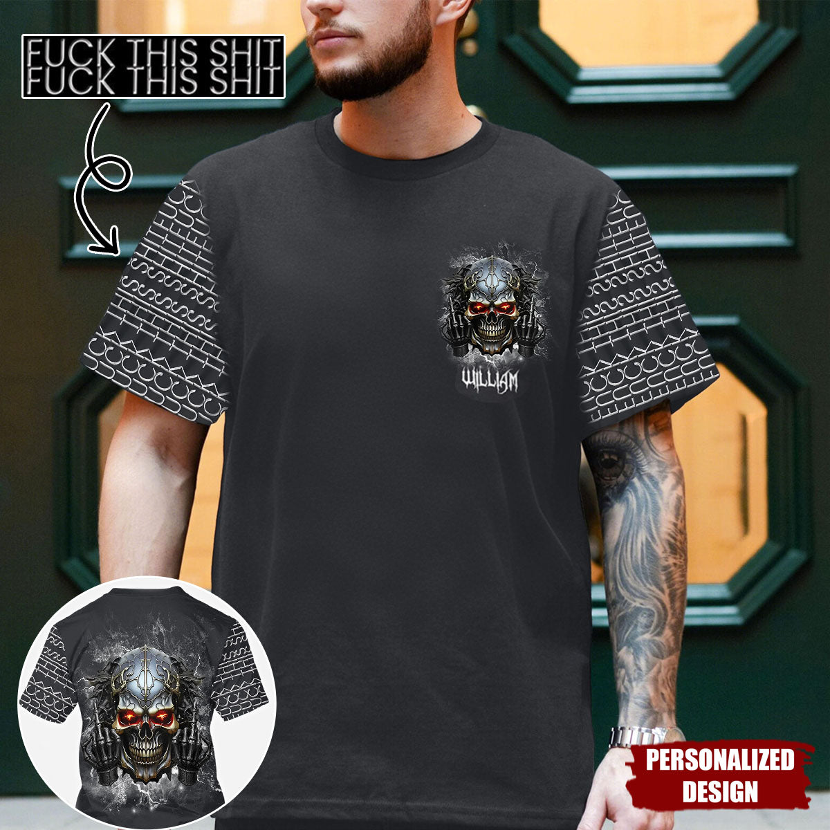 F*ck This Sh*t - Personalized Skull All Over T-Shirt