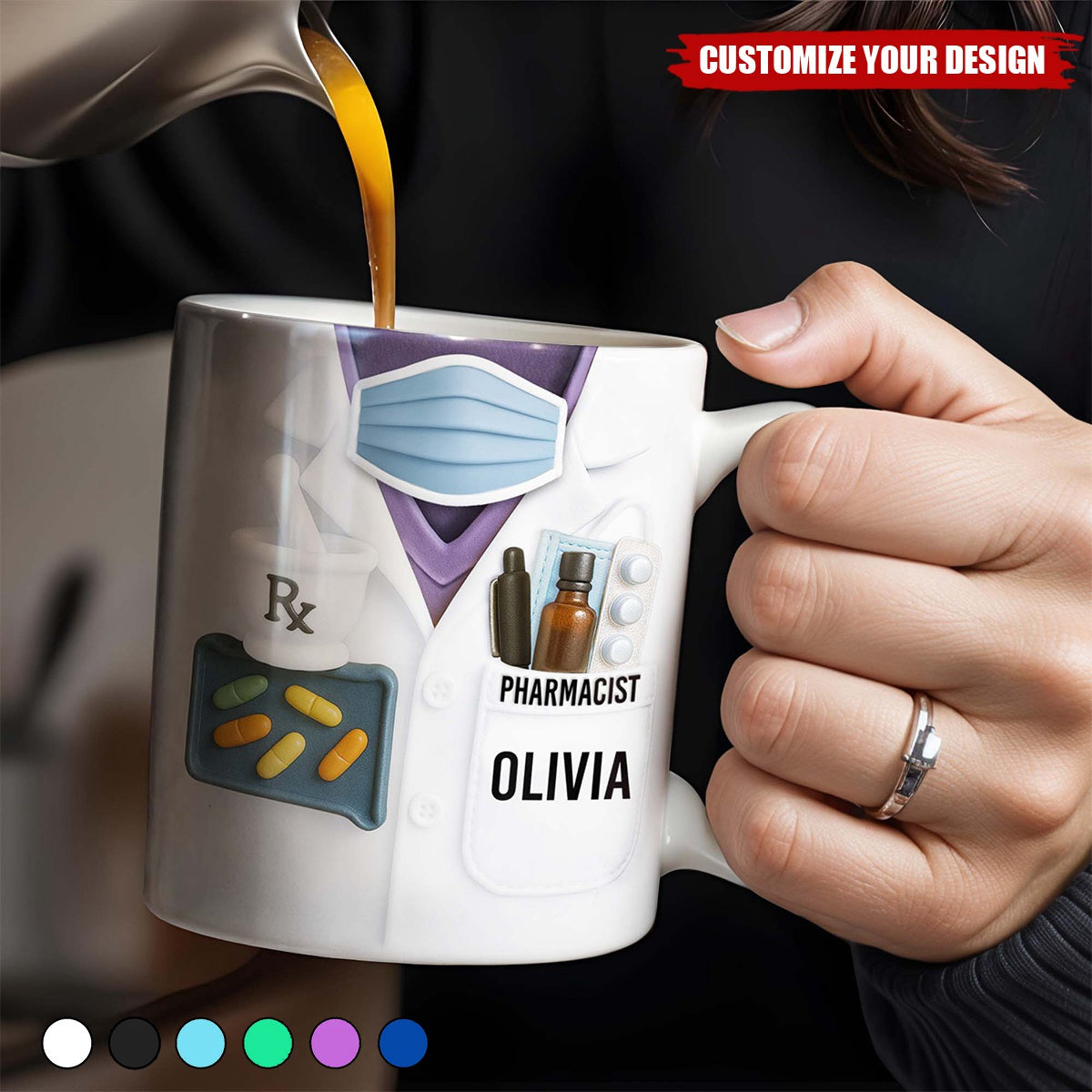 Celebrate Your Favorite Pharmacist, Medical Tools And Uniform, Personalized Custom Coffee Mug, Gift For Healthcare Workers