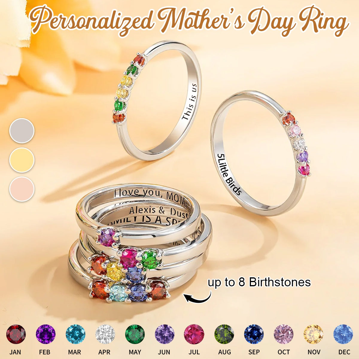 Personalized Birthstones-Mother's Day Gift for Mom Grandma