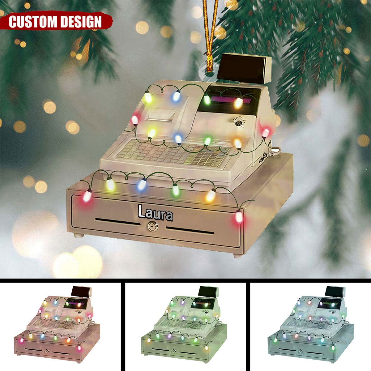 Personalized Cash Register Christmas Ornament -  Gift For Cashier