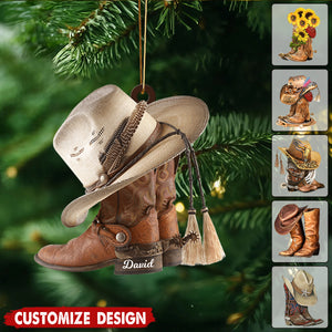 Personalized Boots And Hat Cowboy / Cowgirl Acrylic Ornament