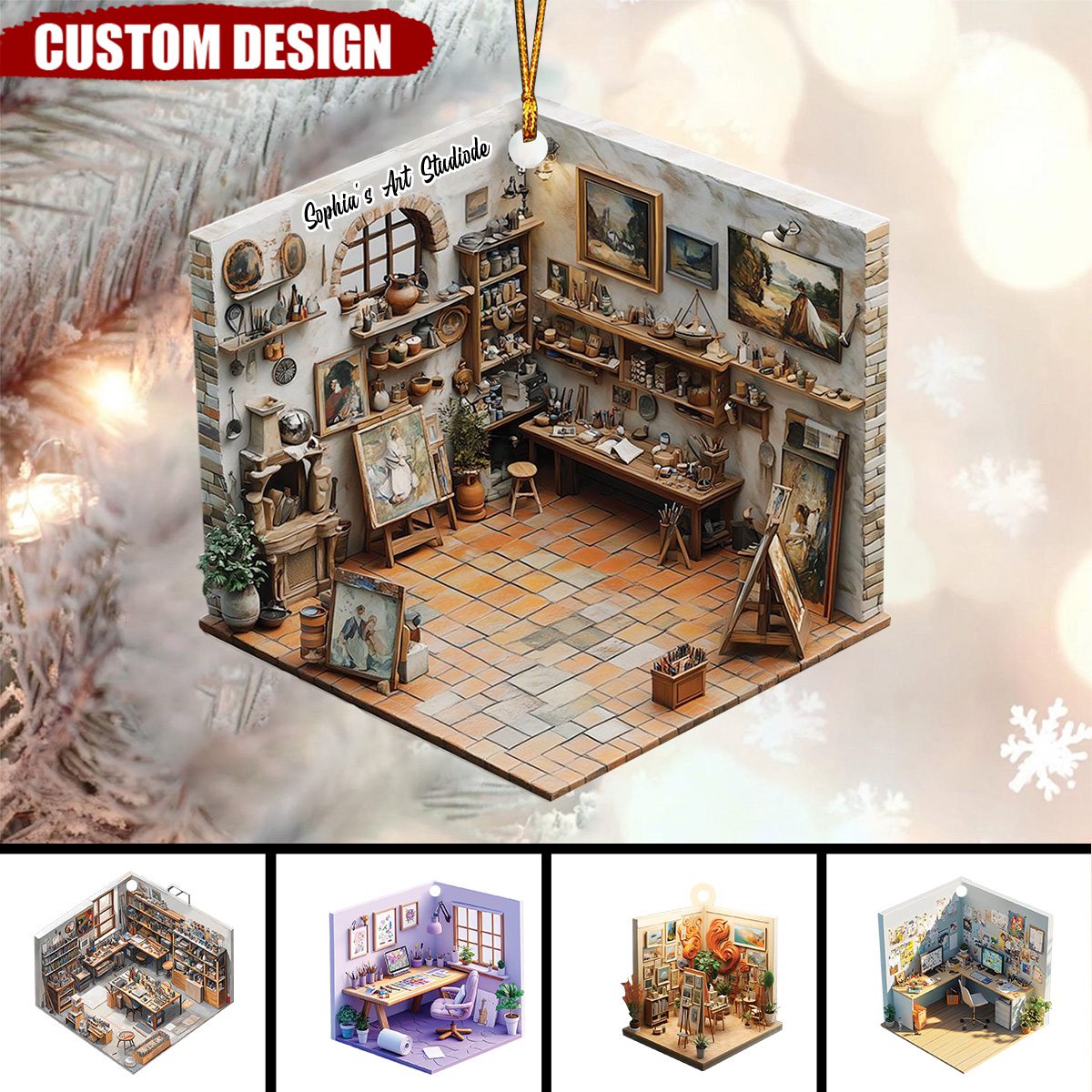 Personalized Art Studio Christmas Ornament Gift For Art Lover-2024 New Release