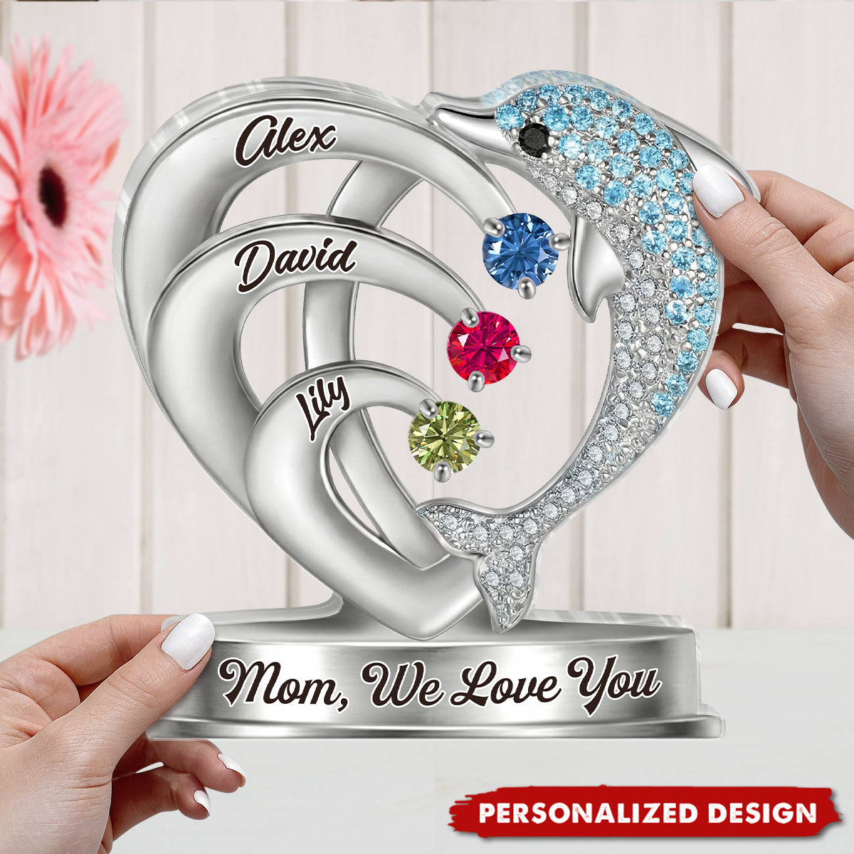 Personalized Dolphin Mom Grandma Plaque