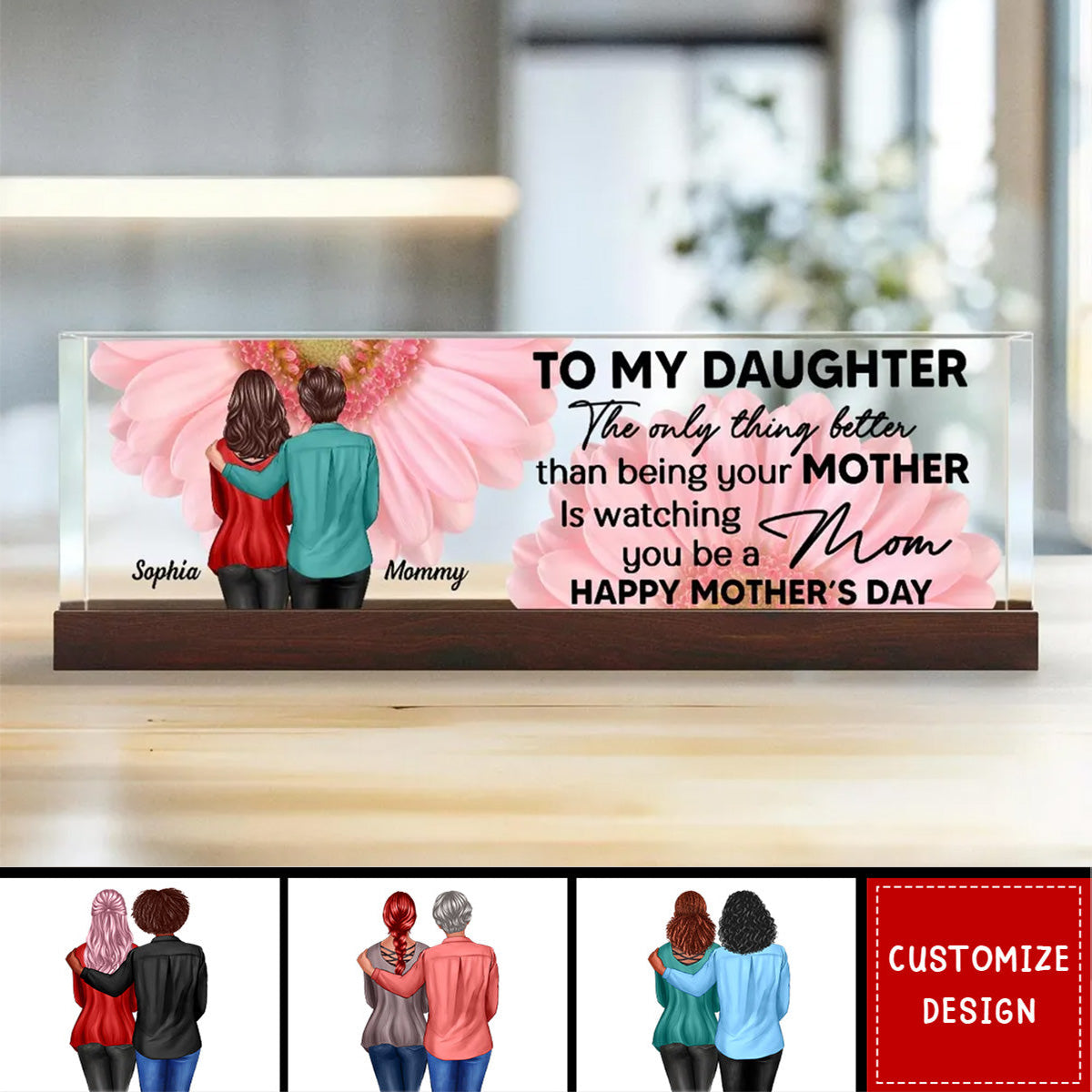 To My Daughter From Mom Personalized Acrylic Desk Block Plaque - Mother's Day Gift