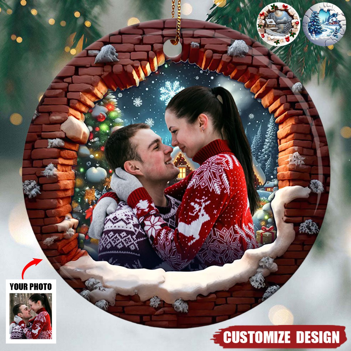 2024 New Release - Custom Photo Together Is The Best Gift Of All - Family Personalized Ceramic Round Shaped Ornament