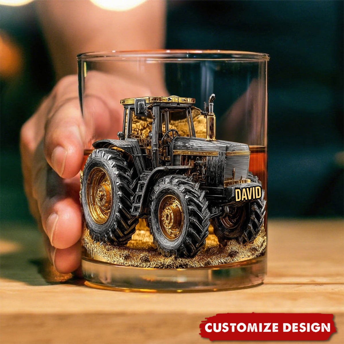 Strong Farmer - Personalized Tractor Whiskey Glass