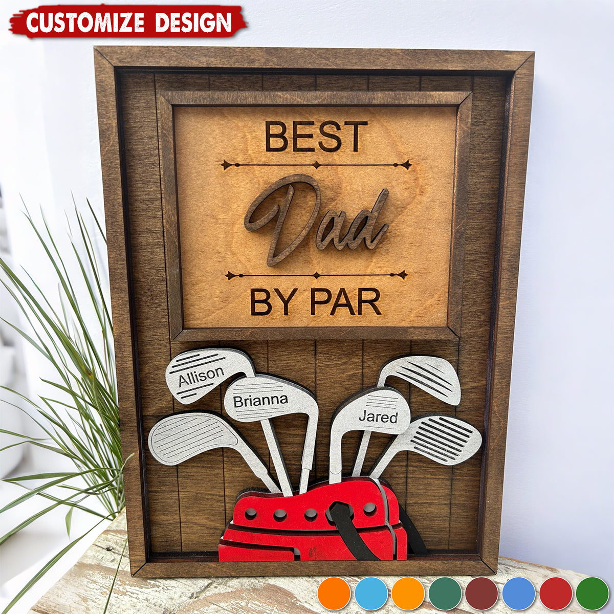 Best Dad by Par-Personalized 2-Layered Wooden Plaque-Father’s Day Gift