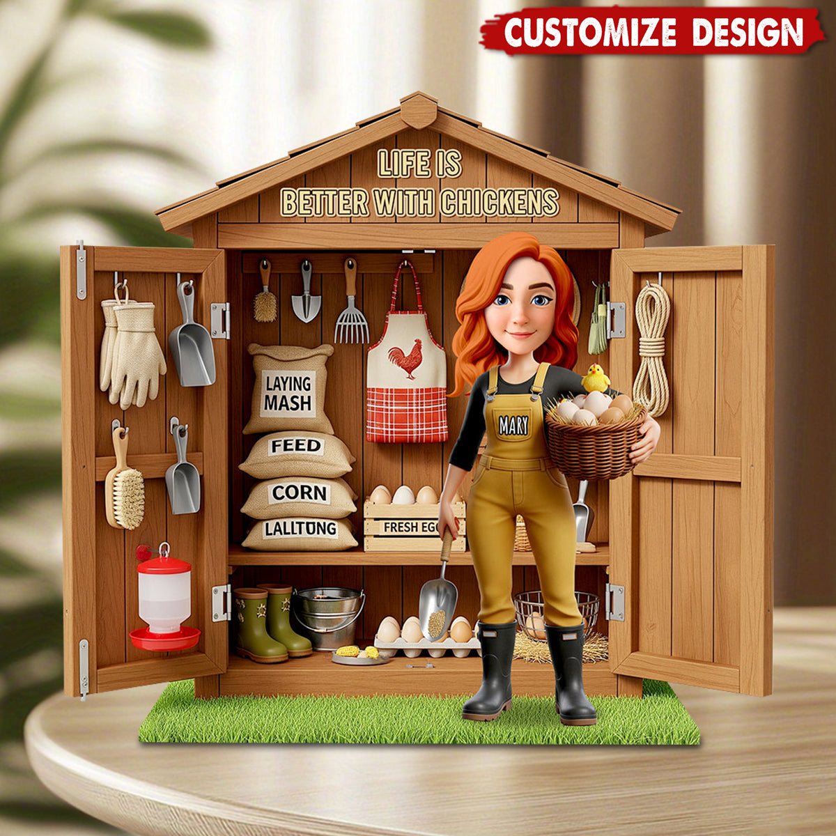 Chicken Girl Acrylic Plaque Personalized - Gifts For Farmers