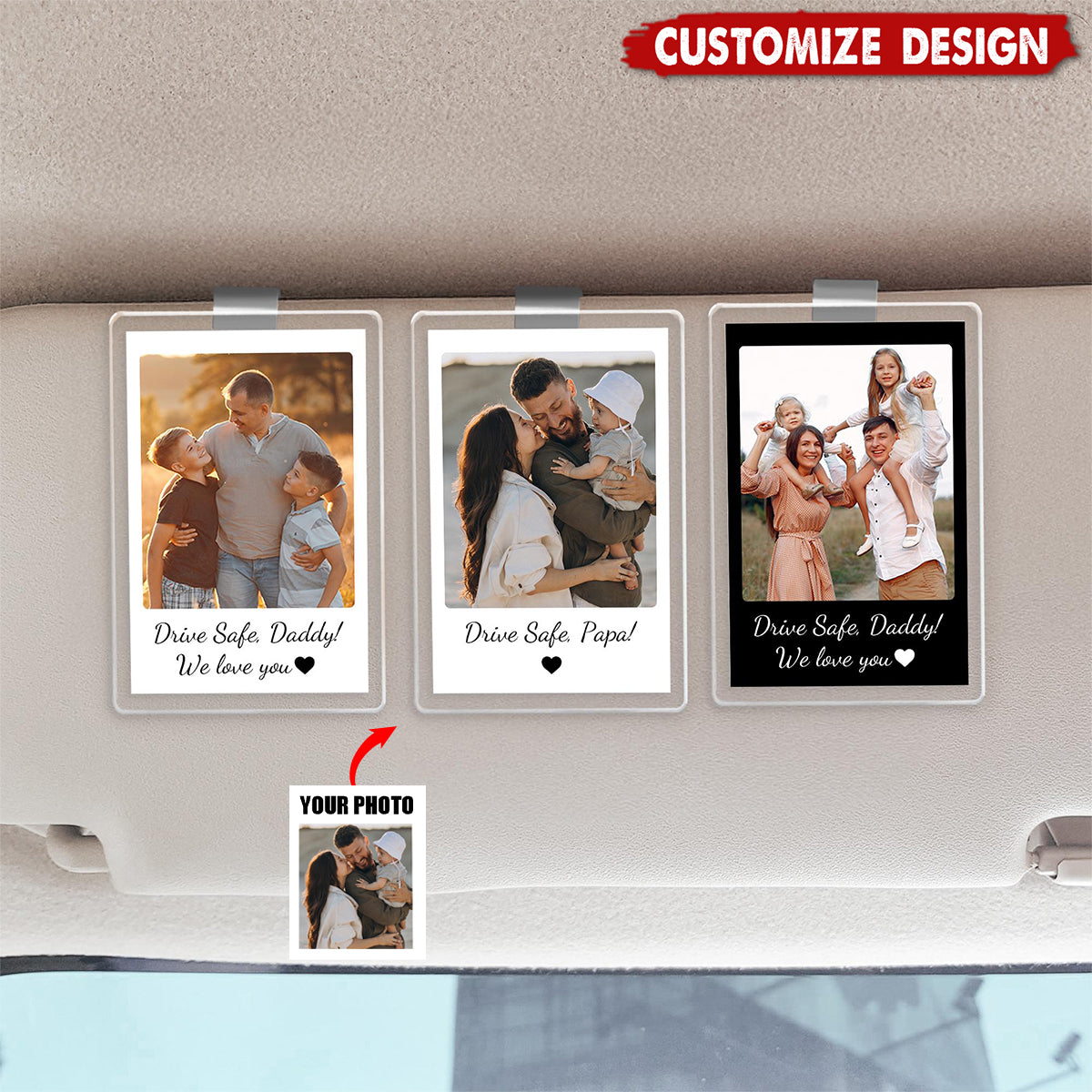 Drive Safe Daddy - Personalized Car Visor Clip - Father's Day,Birthday Gift For Dad,Grandpa
