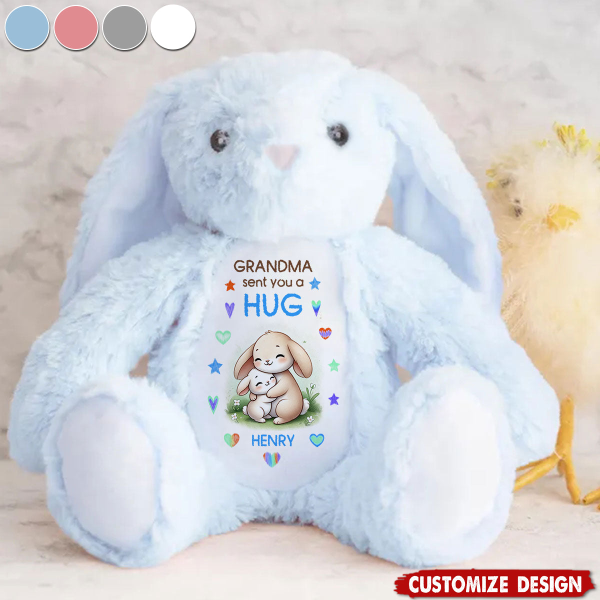 Grandma Sending You A Hug - Personalized Stuffed Bunny