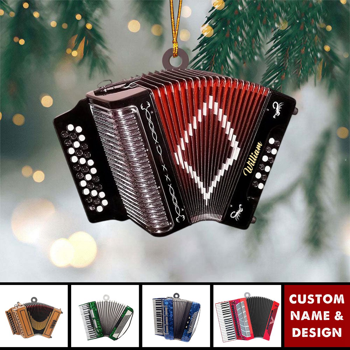 Personalized Accordion Christmas Ornament-Gifts Music Teacher Gifts Orchestra Accordion - 2024 New Release