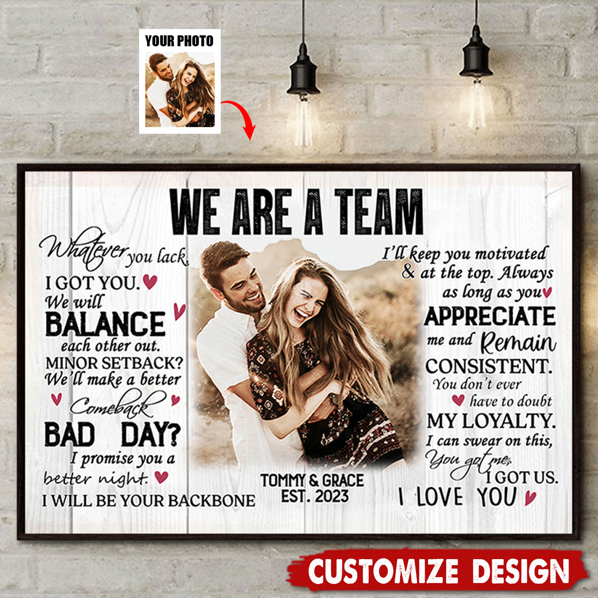 We Are A Team Personalized Couple Poster - Anniversary Gift For  Wife,Husband