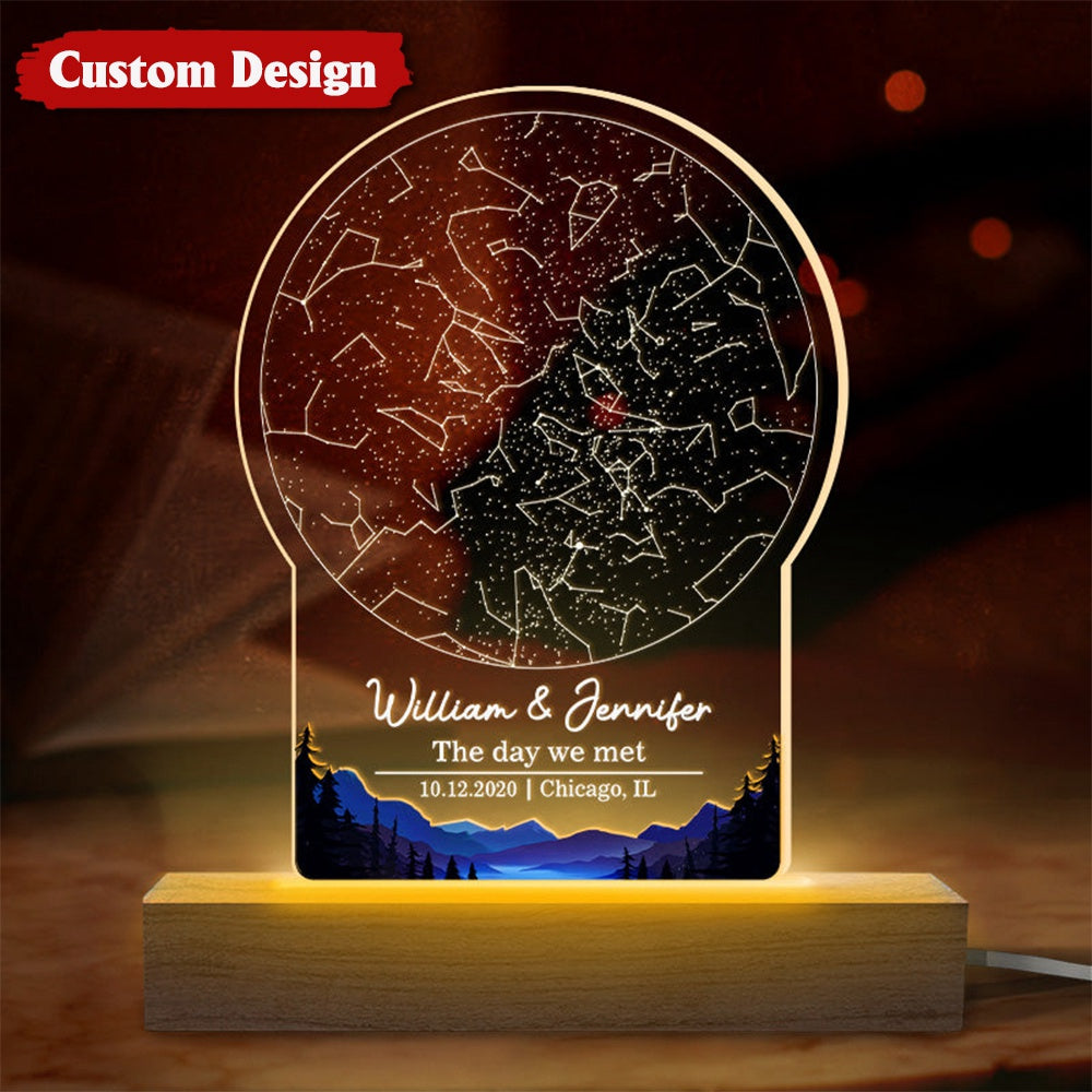 The Day We Met - Couple Personalized Shaped 3D LED Light - Gift For Couple