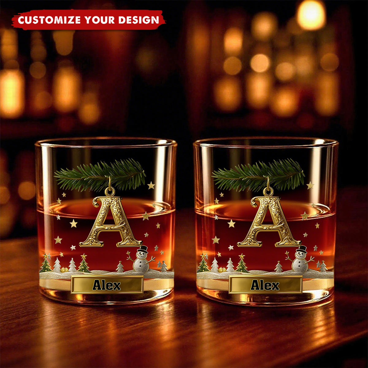 Merry Christmas - Personalized Family Whiskey Glass