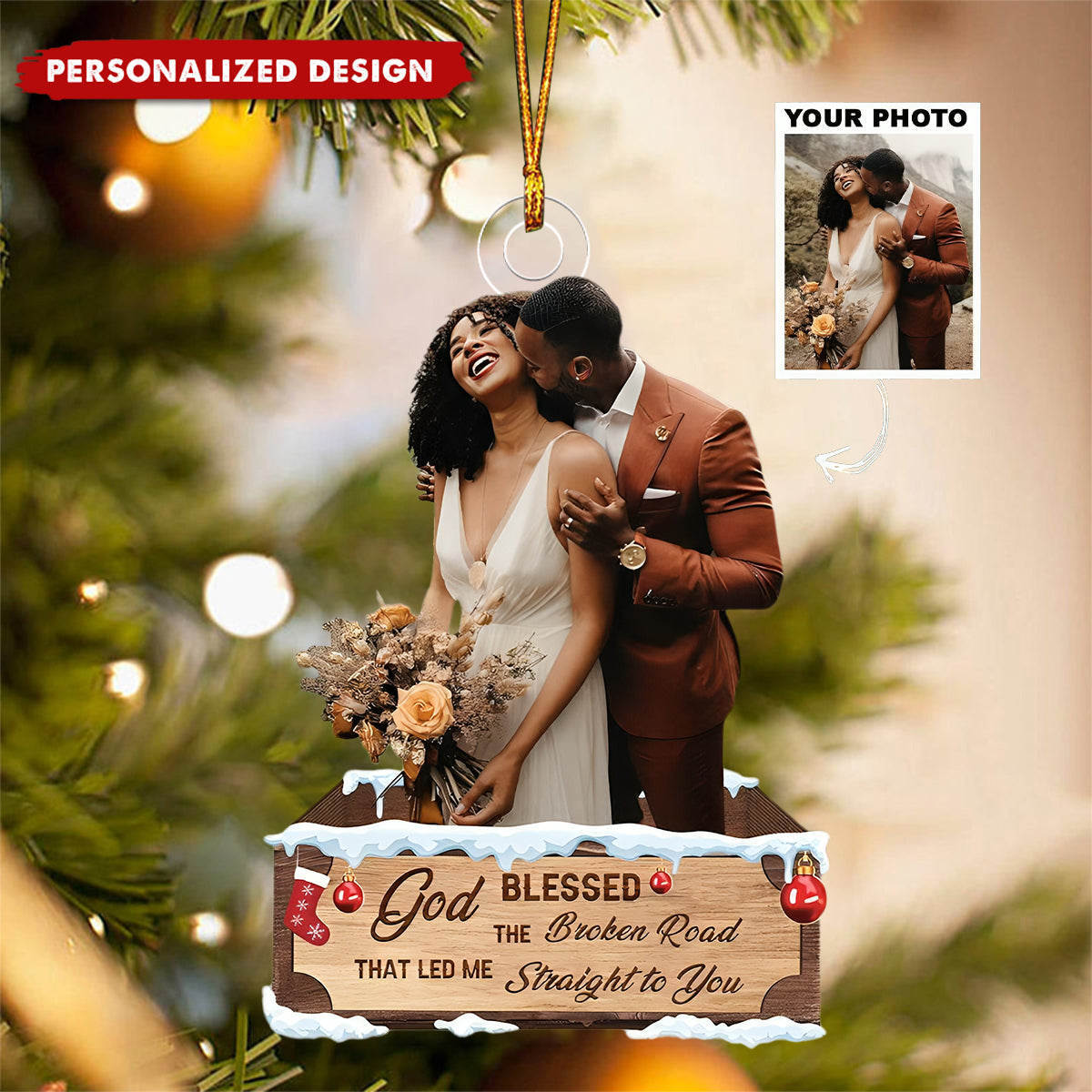 Personalized Photo Christian Couple Acrylic Christmas Ornament-Gifts For Couple