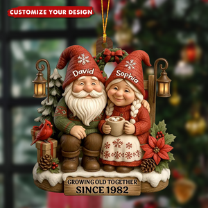 Personalized Christmas Ornament for Couples, Growing Old Together Decoration, Anniversary Gift for Him & Her