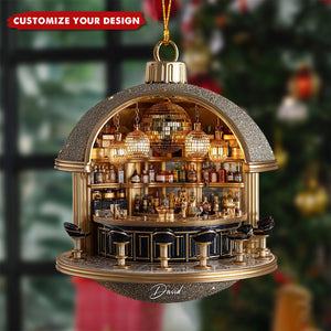 Personalized Exquisite Cocktail Bar Ornament - Detailed Mini Speakeasy Scene
