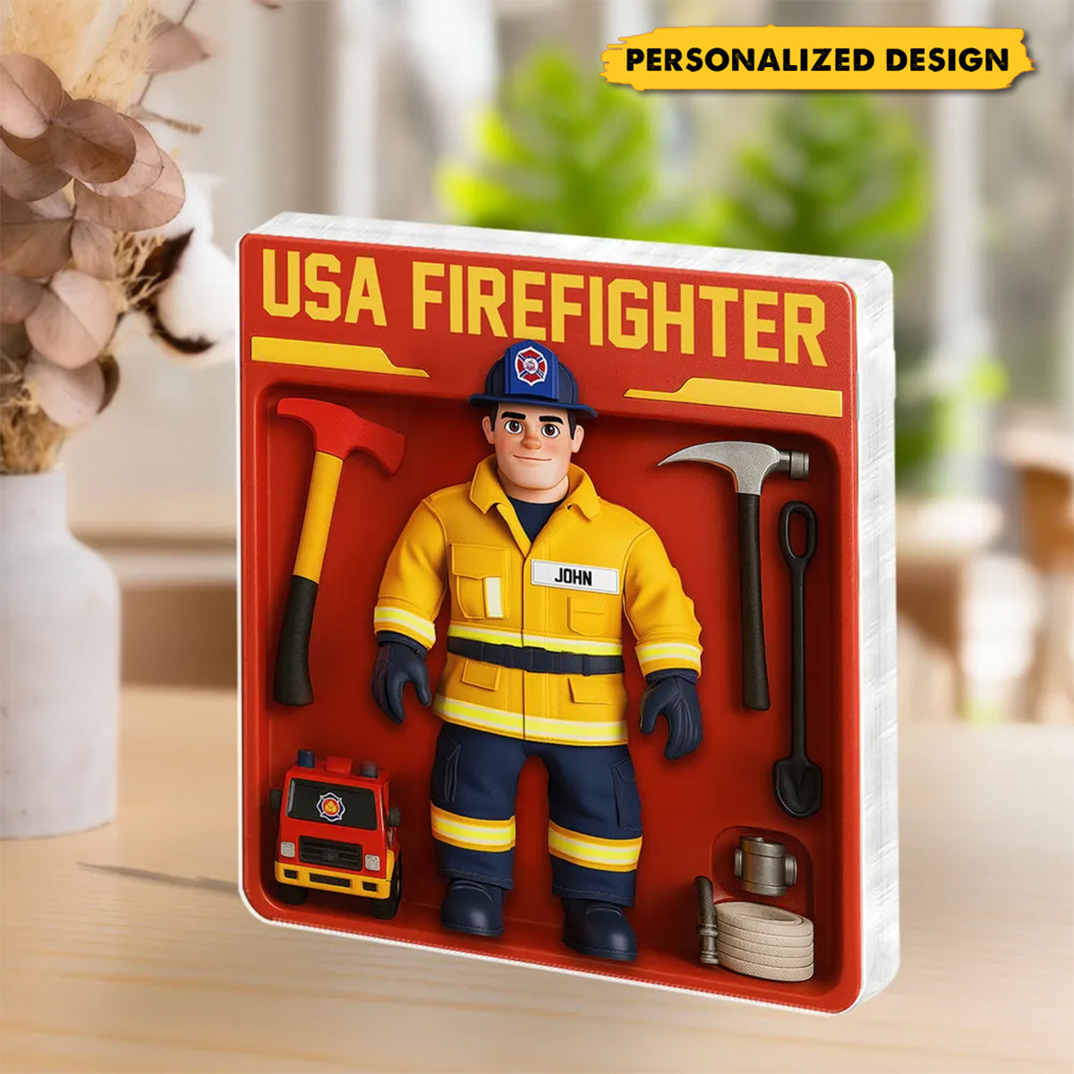 Personalized USA Firefighter Acrylic Plaque Decor-Gift for Firefighters