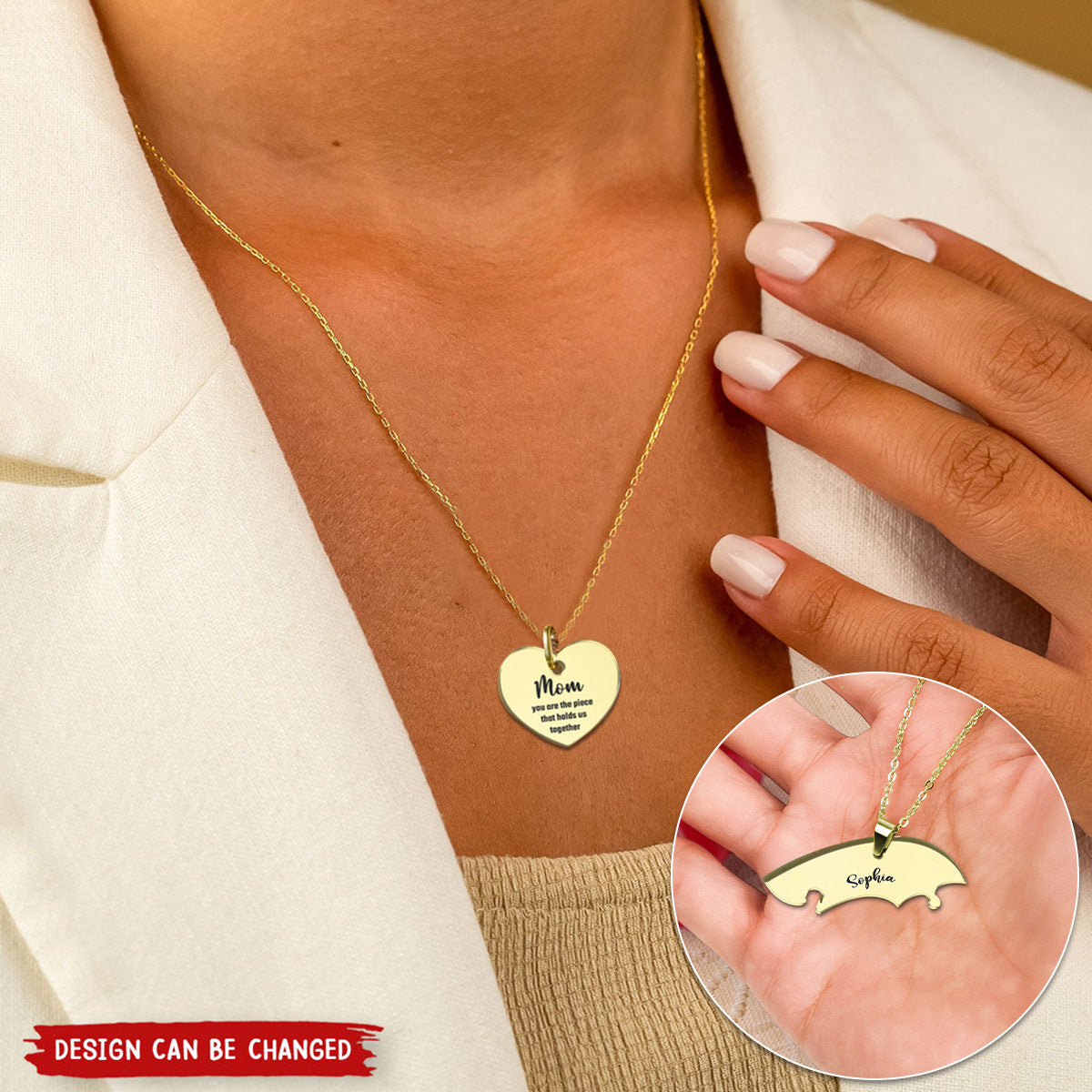 You Are The Piece That Holds Us Together - Personalized Mother Matching Pendant Necklace