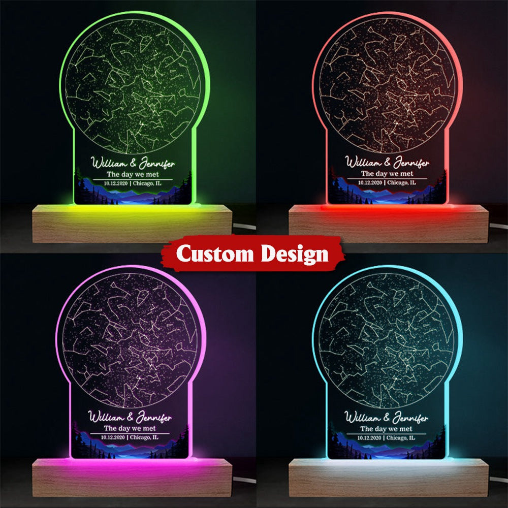 The Day We Met - Couple Personalized Shaped 3D LED Light - Gift For Couple