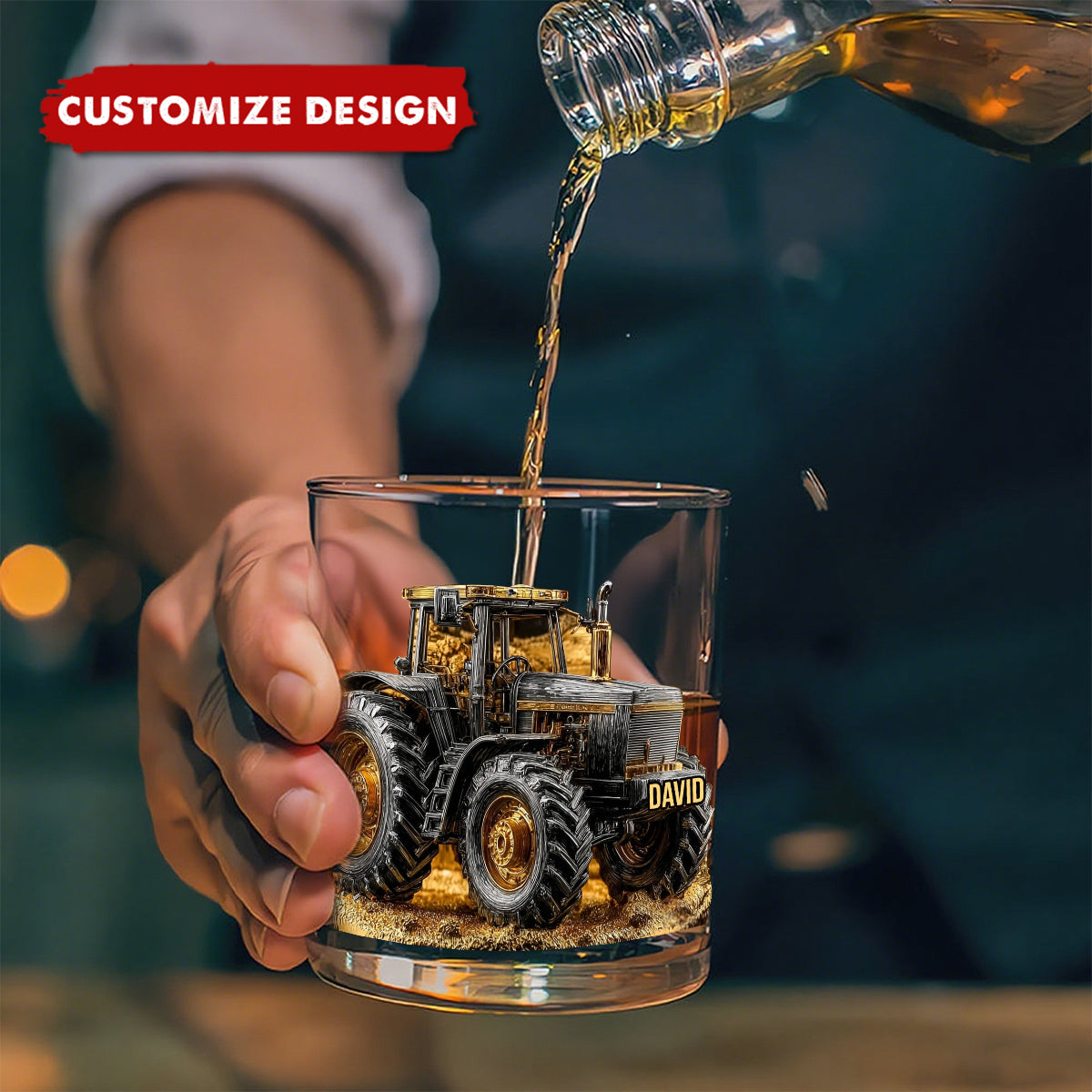 Strong Farmer - Personalized Tractor Whiskey Glass