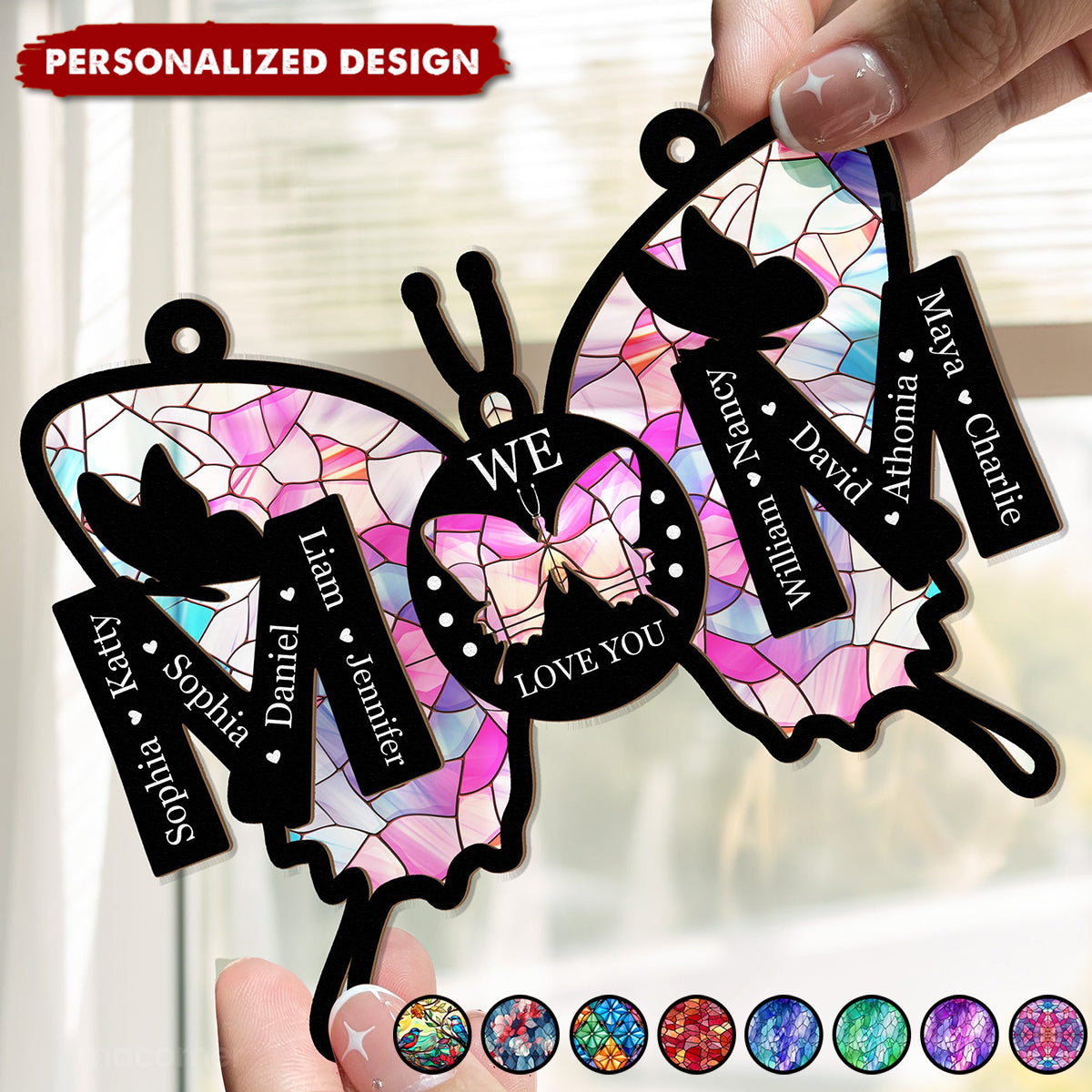 Mom Gifts We Love You-Personalized Window Hanging Suncatcher Ornament