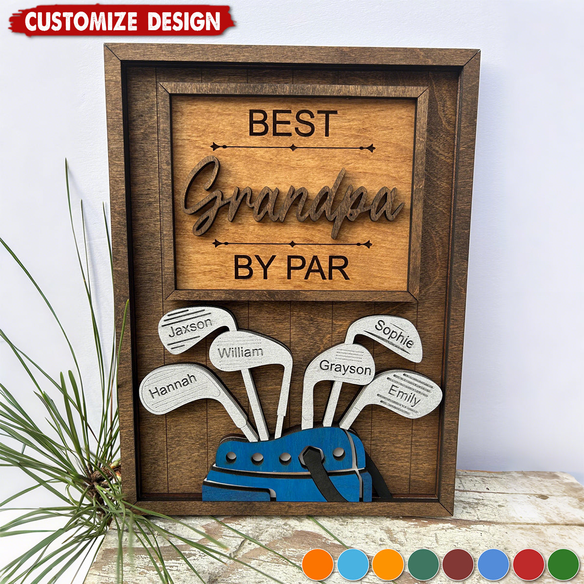 Best Dad by Par-Personalized 2-Layered Wooden Plaque-Father’s Day Gift