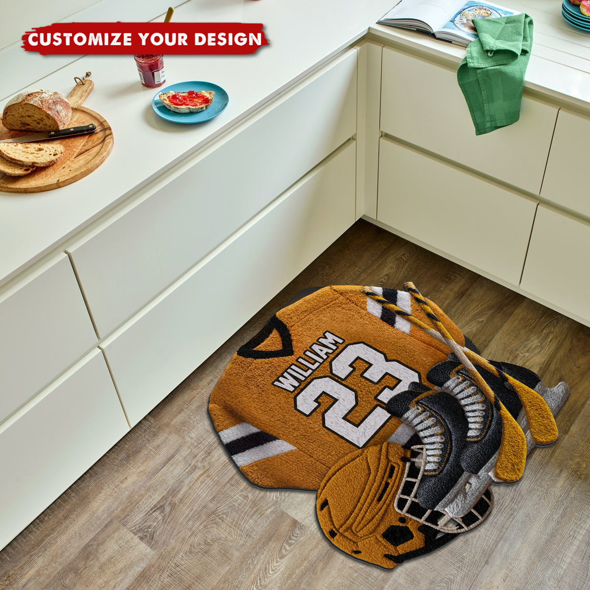 Love Hockey - Personalized Hockey Non-Slip Tufted Rug