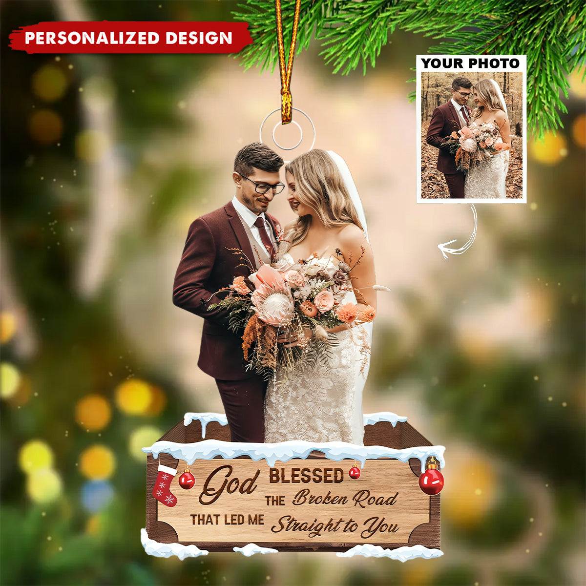 Personalized Photo Christian Couple Acrylic Christmas Ornament-Gifts For Couple
