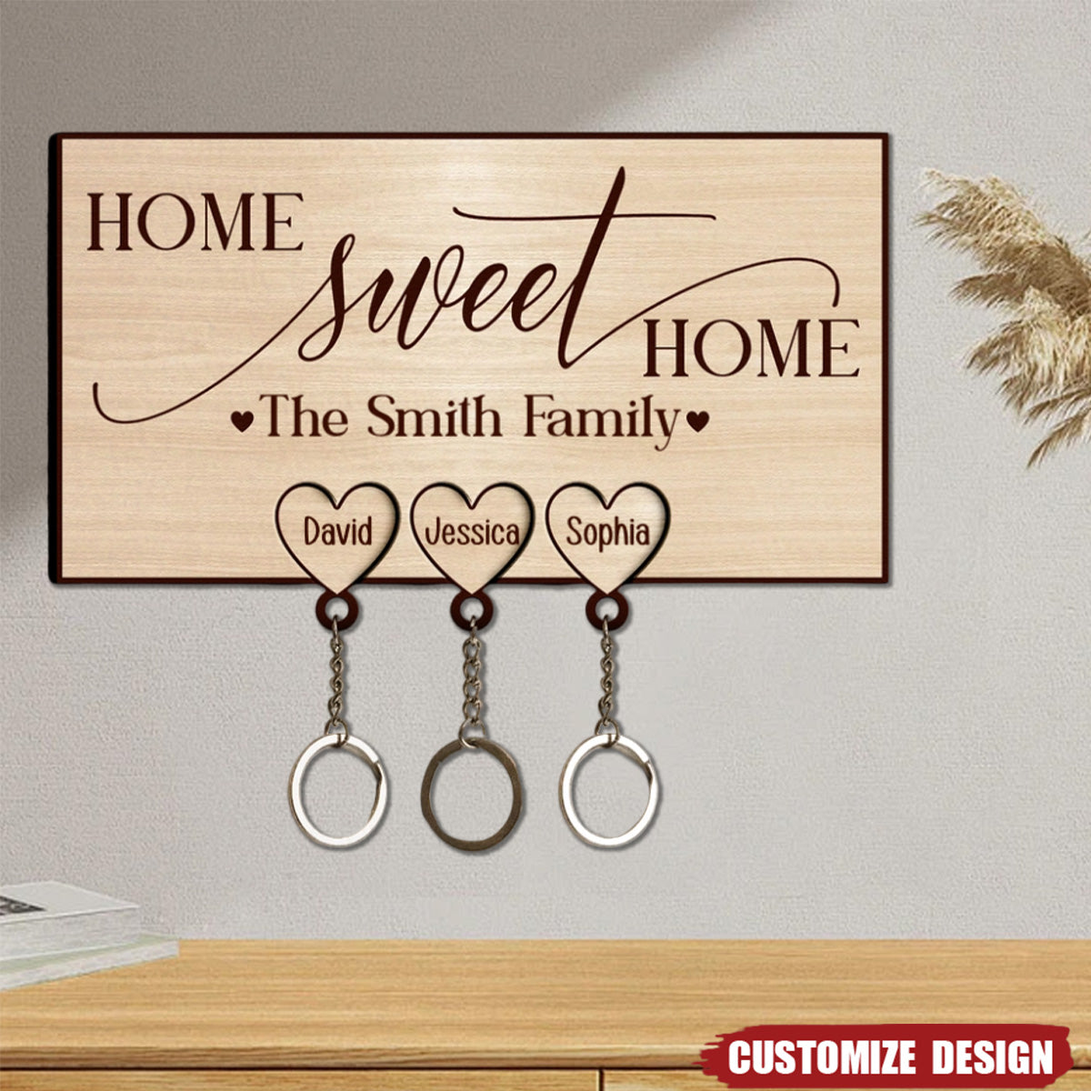 Family Custom Name Home Sweet Home - Personalized Key Holder