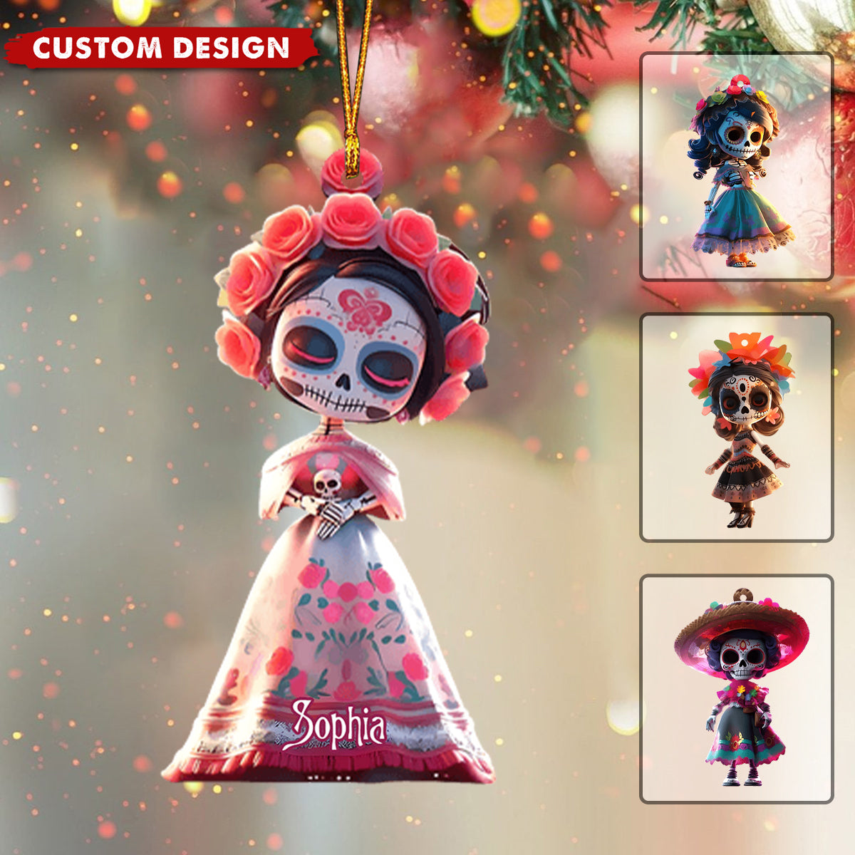 Sugar Skull - Personalized Skull Ornament