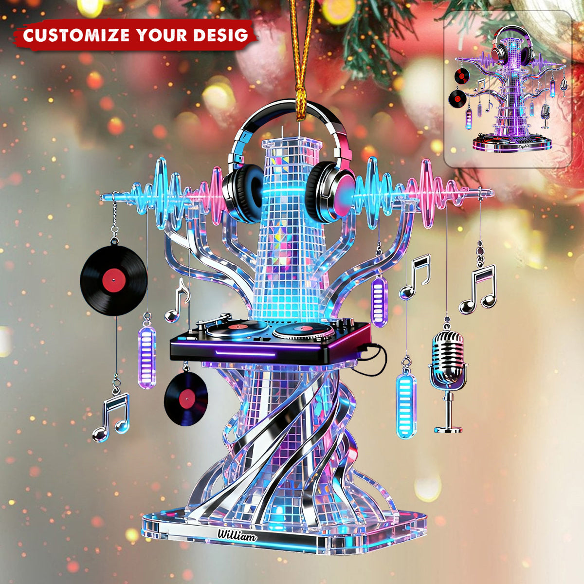 Personalized DJ Tower Theme Christmas Ornament