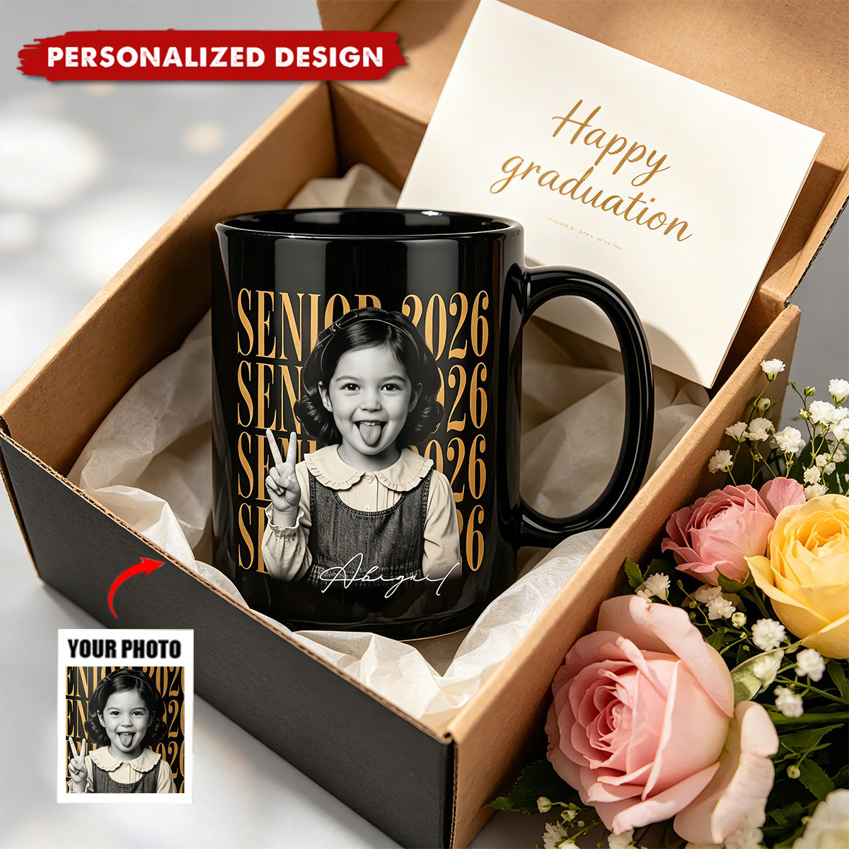 Personalized Senior Accent Photo Mug-Graduation Gift
