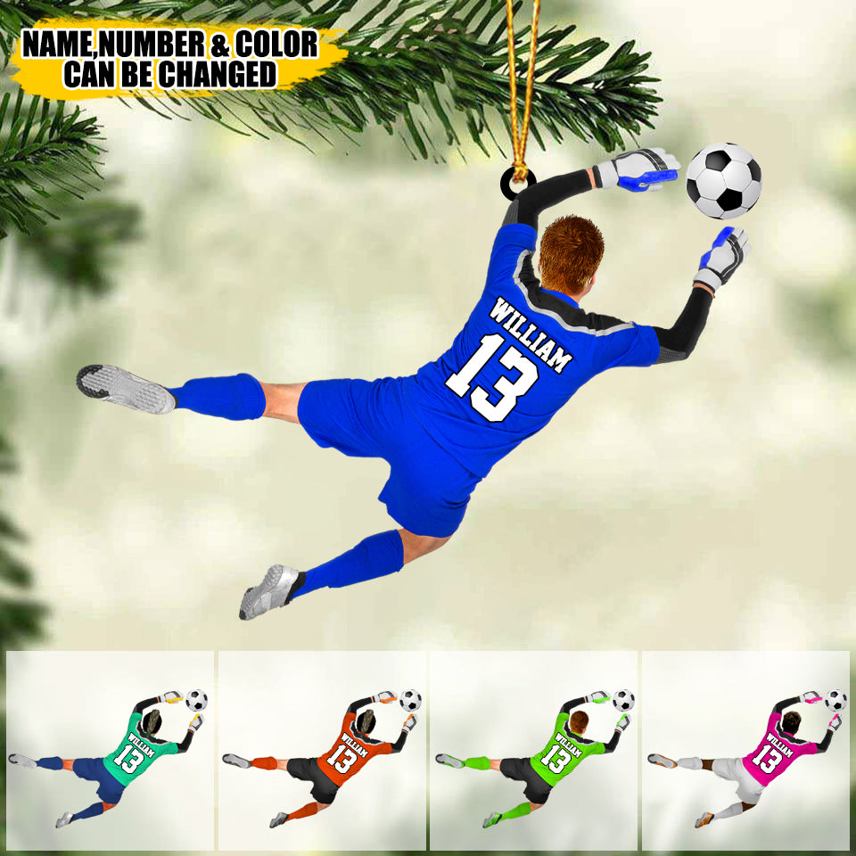 Custom Personalized Male/Boys/Man Soccer Goalie / Goalkeeper Christmas Ornament