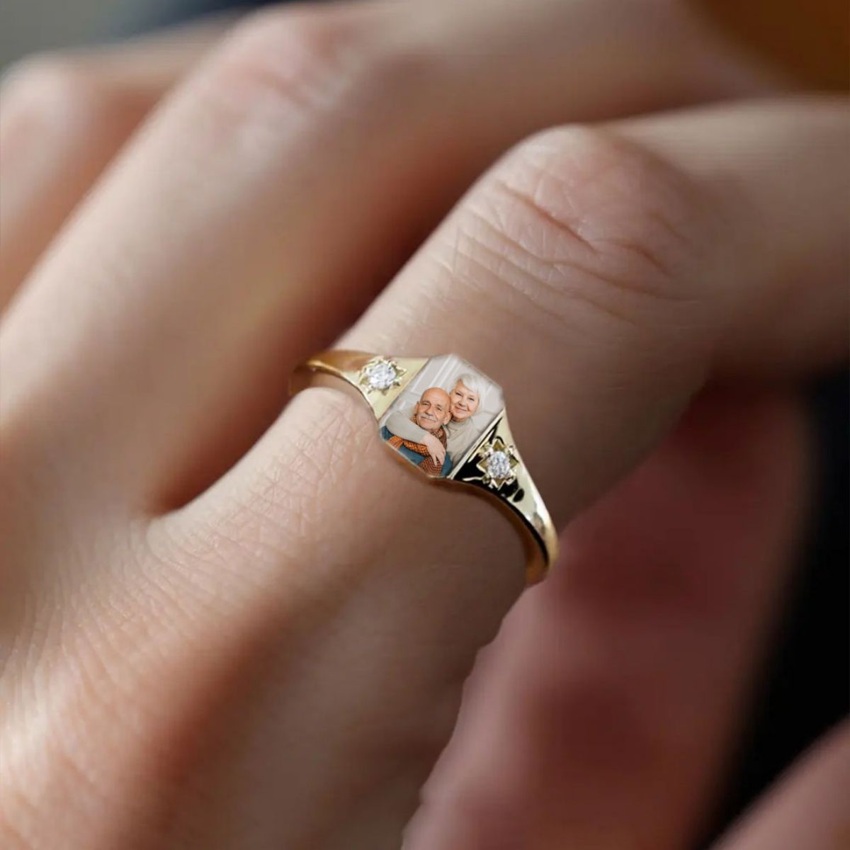 Personalized Memorial Rings With 2 Birthstones, Sympathy Gift For Friend Or Family