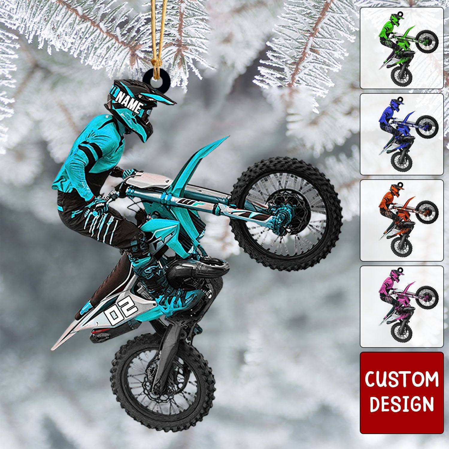 2024 New Release Personalized Motocross Biker Christmas Ornament